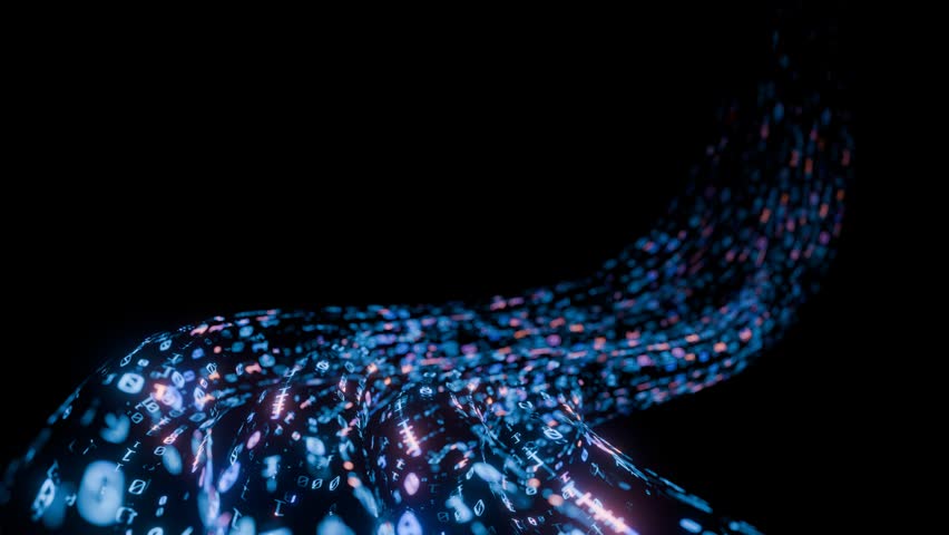 Flowing Stream of Glowing Binary Code in a Dark Digital Space Representing Data Flow and Advanced Technology. Seamless loop animation background - Powered by Shutterstock - Get 15% off with code: PIKWIZARD15