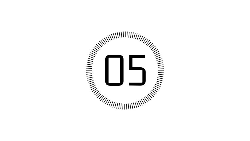 5 second second countdown timer with circular animation on white background. Countdown timer from 5 second to 0 second with modern technology style