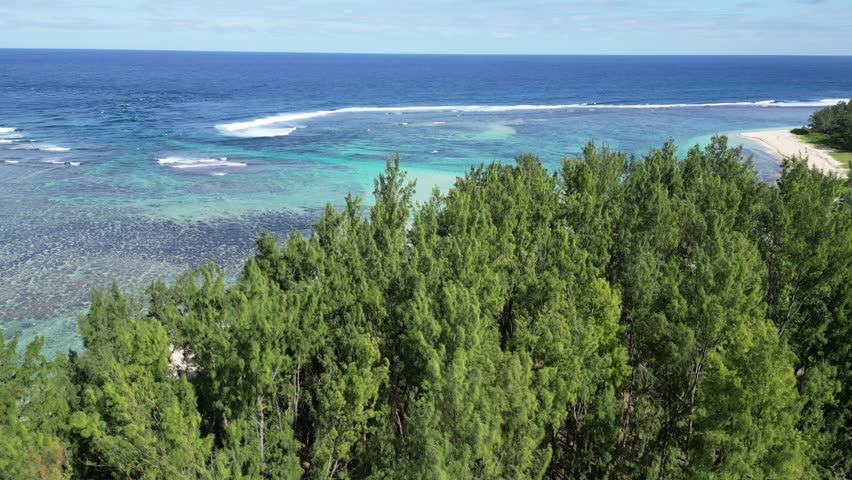 Riambel Beach In Port Louis Mauritius Island Mauritius. Bird Eye View Of A Amazing Coastal Beach In The Summer Holiday. Island Life Landscape Idyllic Beautiful. Island Life Water Edge Coast.