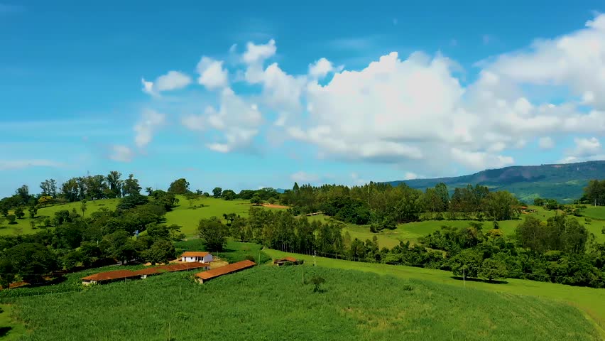 Time Lapse Clouds In Presidente Prudente Sao Paulo Brazil. Breathtaking Aerial View Of Time Lapse Drone Footage. Nature Dramatic Clouds Sky Forest. Sky Rural Panorama. Presidente Prudente Sao Paulo.