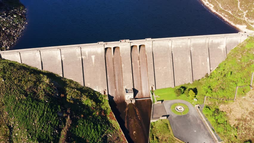 Orbiting Aerial View of Ben Crom Reservoir Nestled in the Mourne Mountains of Northern Ireland