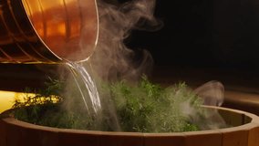 Breathing Aroma Of Juniper In Steam Bath, Aromatherapy In Sauna, Enjoy Relaxation, Pouring Hot Water - Powered by Shutterstock - Get 15% off with code: PIKWIZARD15