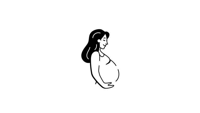 A hand drawn style animated icon showing maternity 
