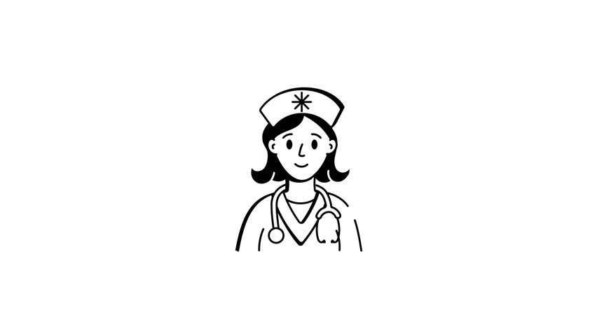 A hand drawn animated icon of a medical nurse 
