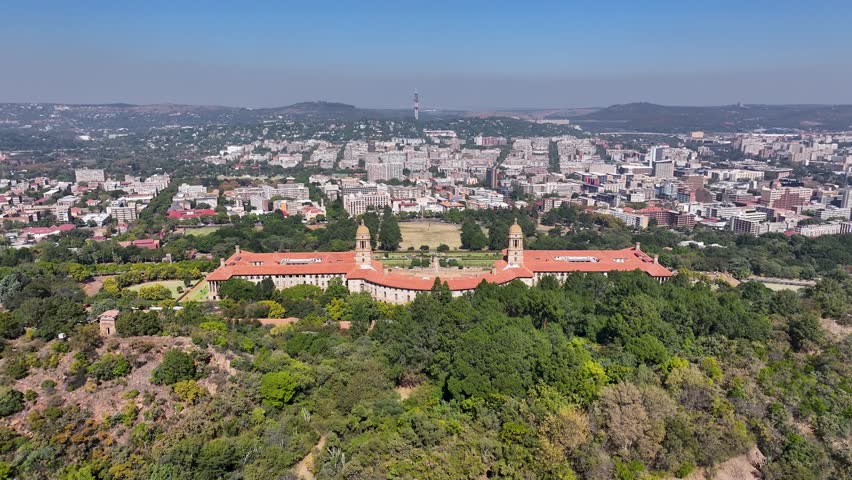 Union Buildings In Pretoria Gauteng South Africa. Stunning Public Adminstration Offices Viewed From Above. Construction Landscape Company Building Vibrant. Construction Town. Pretoria Gauteng.