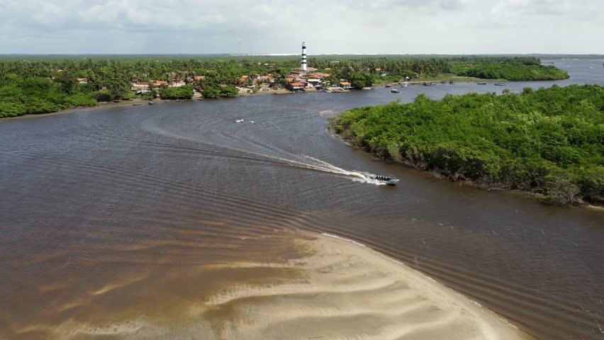 Mandacaru Island In Lencois Maranhenses Maranhao Brazil. Unique Landscape Of White Sand Dunes And Crystal-Clear Lagoons. Paradise Skyline Idyllic Wanderlust. Paradise Watercolor Shore.