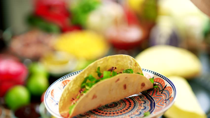 Tasty Mexican Tacos Filled Meat. Homemade American Soft Shell Beef Tacos. Mexican Food Burrito. Tortilla Fast Food. Mexican Pork Carnitas Tacos Fajitas. American Taco Salsa Corn Tortilla Carne Asada