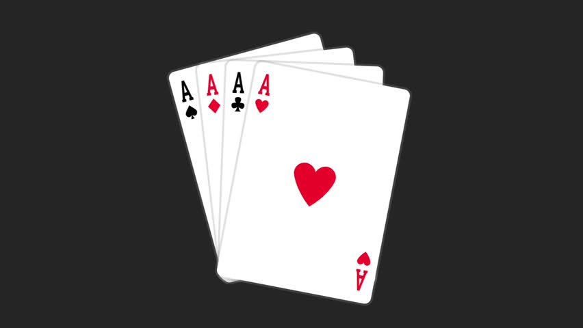 All four aces from a deck of cards are showcased dramatically on a black background, symbolizing luck and poker excellence