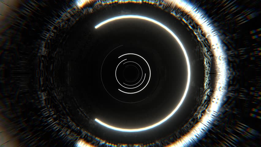 White and Orange Strobe Sci Fi Luminescent Cyber ​​Tunnel Background VJ Loop