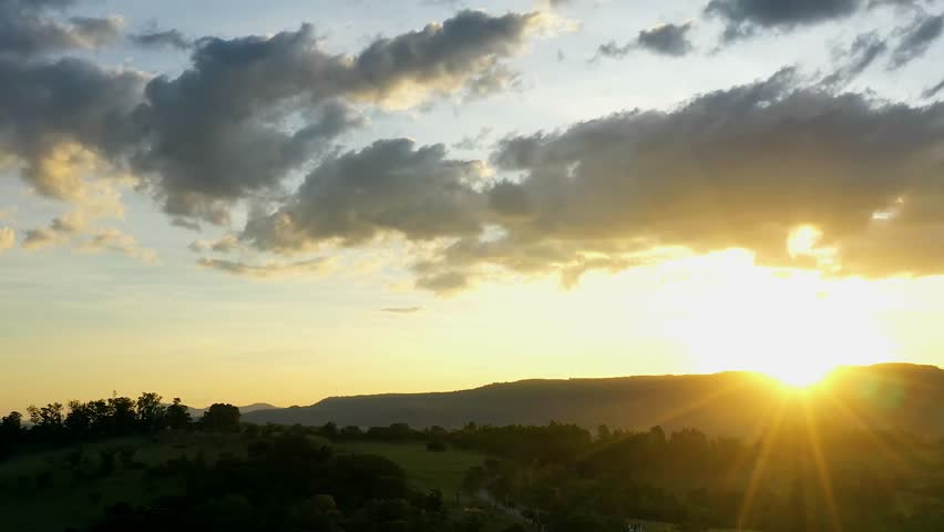 Rural Life In Presidente Prudente Sao Paulo Brazil. Breathtaking Aerial View Of Time Lapse Drone Footage. Sunset Exotic Valley Farming Beautiful. Exotic Field Farming. Presidente Prudente Sao Paulo.