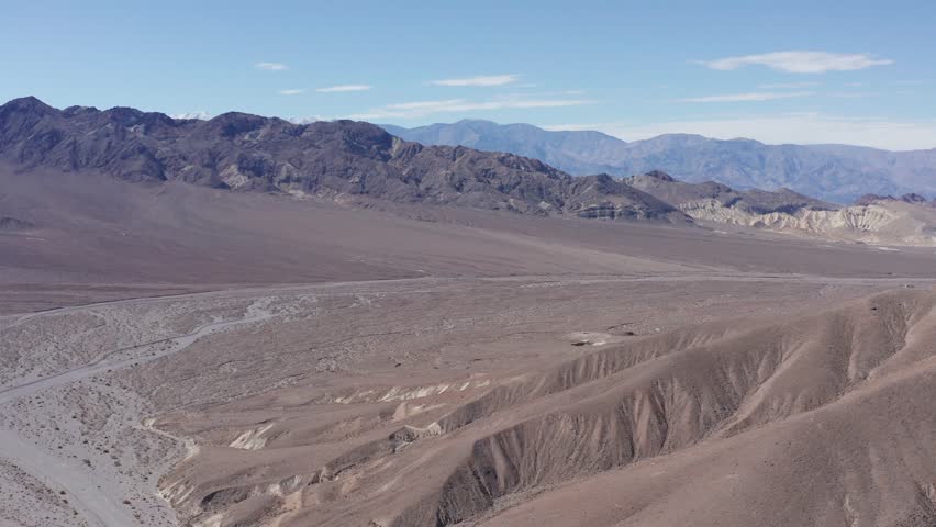 High panning aerial shot of Furnace Creek in Death Valley, California. 4K