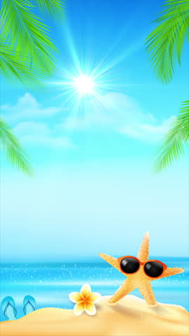Vertical video Animation of abstract summer beach background with waves, sun, and tropical colors. Perfect for vacation promos, travel reels, and summer-themed content