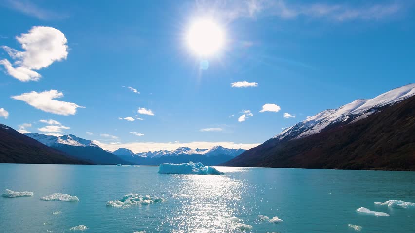 Los Glaciares National Park In El Calafate Santa Cruz Argentina. Birds Eye View Of Famous Glacier In A Patagonia Landscape. Outdoor Tourism Icon Patagonia Glacier. Discover Patagonia Aerial Landscape.
