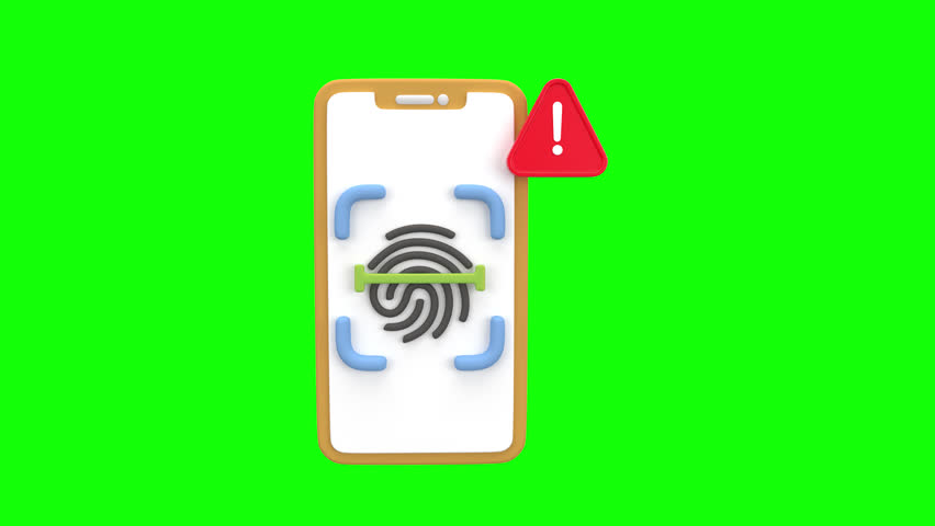 biometric fingerprint authentication failure on a smartphone screen, accompanied by a warning symbol to indicate potential security or access issues with alpha channel. - Powered by Shutterstock - Get 15% off with code: PIKWIZARD15