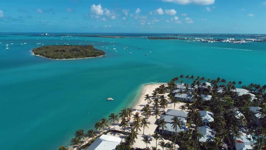 Paradise Beach In Key West Florida United States. Bird Eye View Of A Amazing Coastal Beach In The Summer Holiday. Shore Horizon Beach Sea. Outside Beach Panorama. Key West Florida.