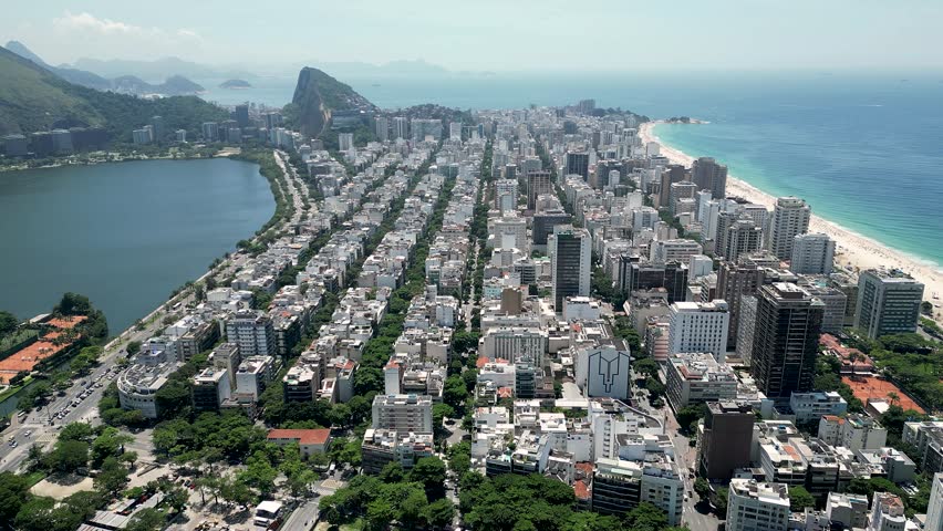 Ipanema Beach In Downtown Rio De Janeiro Rio De Janeiro Brazil. Turquoise Ocean Waves Gently Crashing On Tropical Beach. Paradise Skyline Idyllic Wanderlust. Paradise Sea.