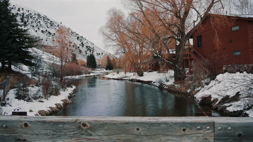 Snowy Creek and Cabins in Jackson Wyoming