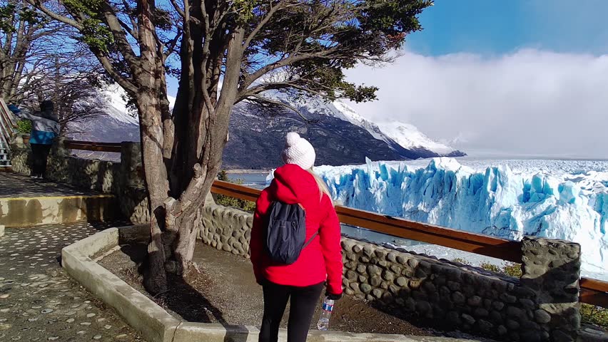 Perito Moreno Glacial In El Calafate Patagonia Argentina. Birds Eye View Of Famous Glacier In A Patagonia Landscape. Outdoor Travel Patagonia Glacier. Snow Covered High Angle View.