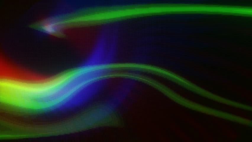 Abstract Dark Crt Television Screen with Analog Rgb Color Wavy Pattern of Green Blue Yellow and Red Texture Background