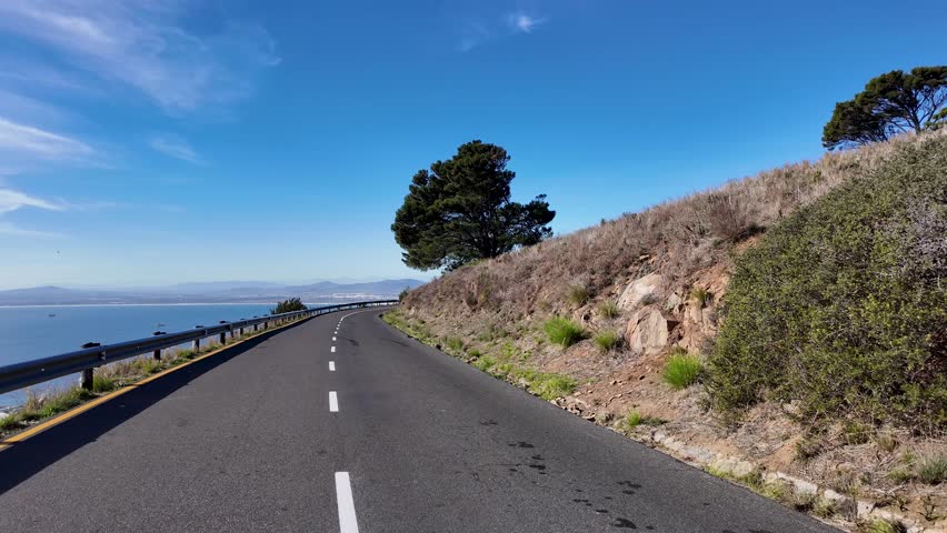 Coastal Road In Cape Town Western Cape South Africa. Highway Interchange Crossing City With Traffic Jam. Coast Clouds Seaside Summertime. International Seaside Panorama. Cape Town Western Cape.