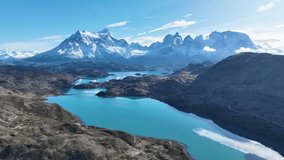 National Park In Torres Del Paine Punta Arenas Chile. Birds Eye View Of Peaceful Mountains Valley And Forest Trees. Outdoor Tourism Icon Patagonia Glacier. Outdoor Patagonia High Angle View. - Powered by Shutterstock - Get 15% off with code: PIKWIZARD15