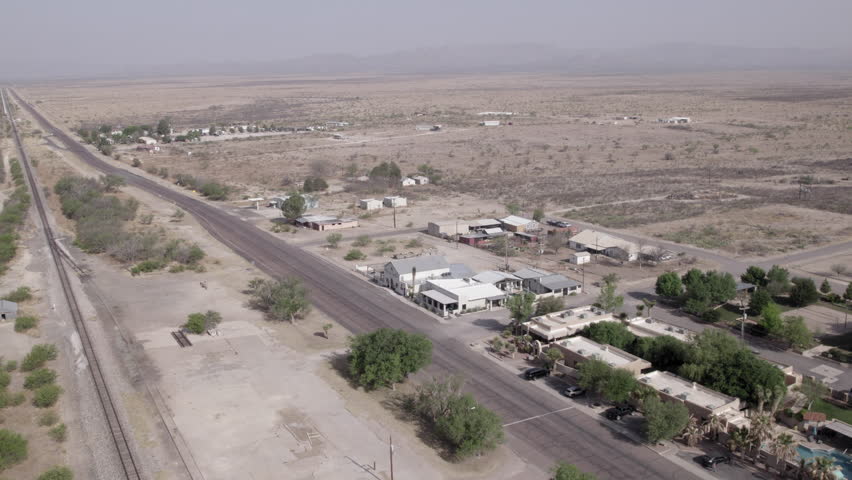 Aerial View the highway in Marathon, Texas, a small town outside of Big Bend National Park