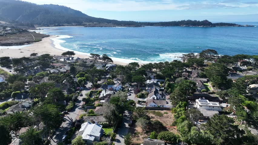 Beach Scenery In Carmel California United States. Breathtaking Aerial View Of A Lush Tropical Coastline Scenery. Paradise Skyline Idyllic Wanderlust. Paradise Watercolor Shore. Carmel California.