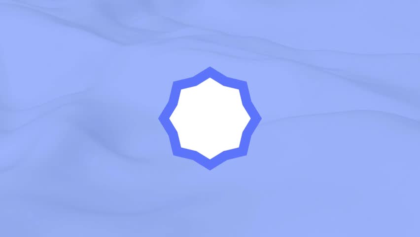 Number 34 Smooth Reveal Inside Octagonal Iconic Spinning Effect Over Soft Blue Floating Fluid Animation