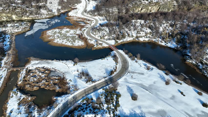 National Park In Ushuaia Tierra Del Fuego Argentina. Amazing Countryside Scenery Near Farm And Forest Trees. Snowflakes Lake Glacial Snow Mountain. Snowflakes Nature. Ushuaia Tierra Del Fuego.