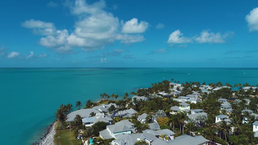 Beach Scenery In Key West Florida United States. Breathtaking Aerial View Of A Lush Tropical Coastline Scenery. Shore Horizon Beach Sea. Outside Beach Panorama. Key West Florida.