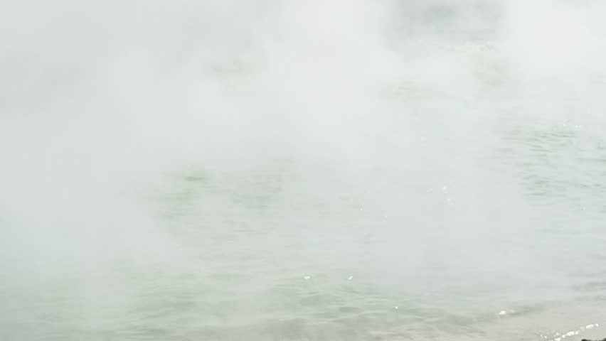 sulfur springs, from the hot water pool, Dieng plateau, Indonesia.
