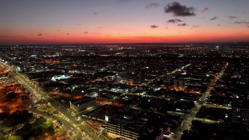 Sunset Downtown In Aracaju Sergipe Brazil. Modern City Center With Skyscrapers Reflecting The Urban Life. Building Infrastructure Landscape Skyscrapers Amazing. Skyscrapers Architecture Town.