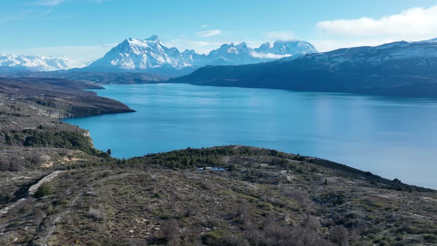 National Park In Torres Del Paine Antarctica Chile. Captivating Aerial View Of Plantations Forming Geometric Patterns. Snow Fall Tourism Glacial Blizzard. Snow Fall Glacier.