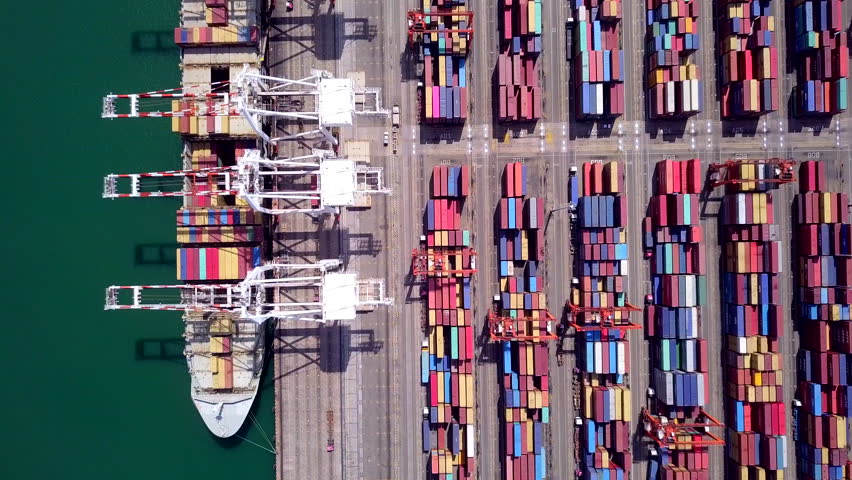 Deep-sea port where container ships come to dock and unload imported and export goods.