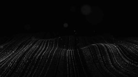 Black vector wave space. 4k 60fps VJ loop. Animation data visualize with line and noise displacement motion wave spline on dark background. map travel concept. Abstract digital data wave - Powered by Shutterstock - Get 15% off with code: PIKWIZARD15