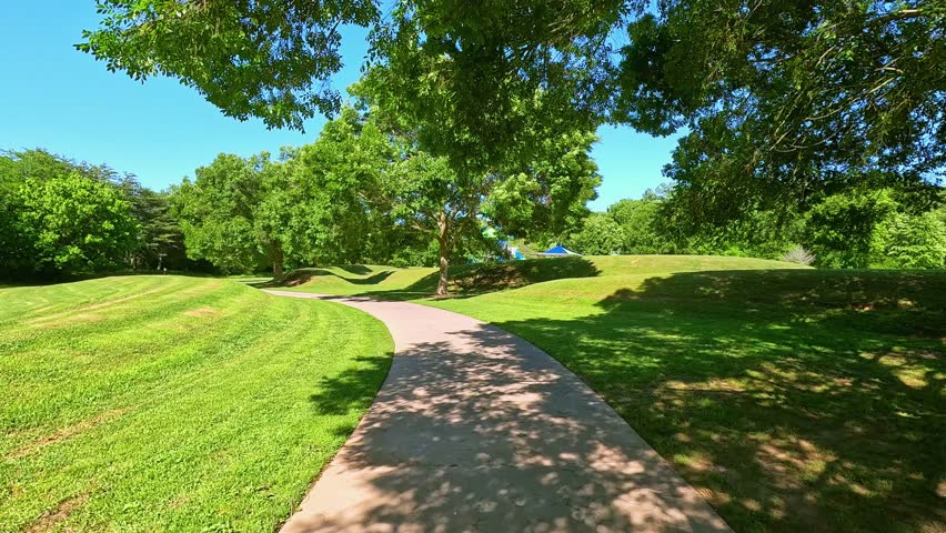 footage along a long winding footpath at Etowah River Park in Canton Georgia USA