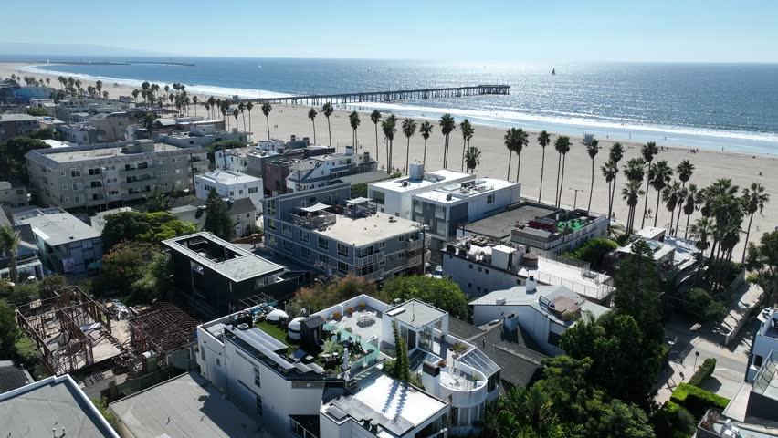 Venice Beach In Los Angeles California United States. Turquoise Ocean Waves Gently Crashing On Tropical Beach. Shore Horizon Beach Sea. Outside Beach Panorama. Los Angeles California.