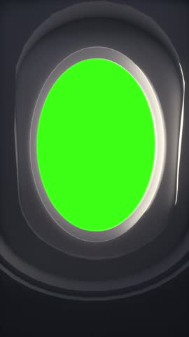 Airplane Cabin Window With Green Screen for Travel Background Replacement