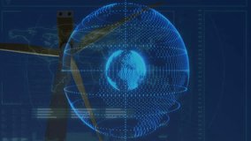 On first frame appearing wireframe globe emerging, rotating, rings building, pulsing for simulation. Futuristic, technology, digital, visualization, data, interface, animation - Powered by Shutterstock - Get 15% off with code: PIKWIZARD15