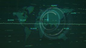 On startup, animated particle globe forming over world map grid, rotating pointer showing data flow. Futuristic, interface, technology, data visualization, digital, abstract, motion graphics - Powered by Shutterstock - Get 15% off with code: PIKWIZARD15