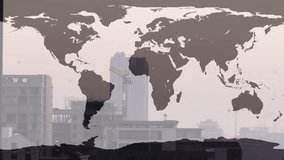 Lens flare emerging causing beam sweeping across map particles drifting showing map shape. Geography, connectivity, technology, innovation, futurism, abstract, digital - Powered by Shutterstock - Get 15% off with code: PIKWIZARD15