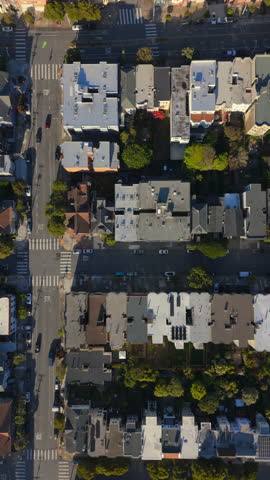 Stunning aerial footage beautifully showcases the diverse neighborhoods of San Francisco, highlighting a mix of residential areas, bustling streets, and vibrant greenery that decorate the landscape