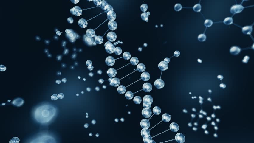 DNA Animation of Strand on Medical Black Background. 3d Futuristic Science Glowing DNA Helix. Abstract Blue Cells in Biotechnology Concept in Laboratory Research. Motion Graphic of Human Genome 4k - Powered by Shutterstock - Get 15% off with code: PIKWIZARD15
