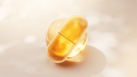 Golden capsule with biological concept, 3d rendering. Motion graphic. - Powered by Shutterstock - Get 15% off with code: PIKWIZARD15