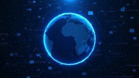 High Tech Global Map Digital Connections, Futuristic World Map world globe, concept of network Earth, high speed data transfer cyber technology, information exchange international telecommunication 3D - Powered by Shutterstock - Get 15% off with code: PIKWIZARD15