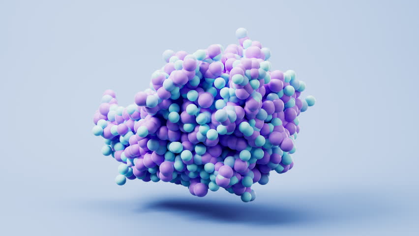 Biological organic protein structure, 3d rendering. Motion graphic.