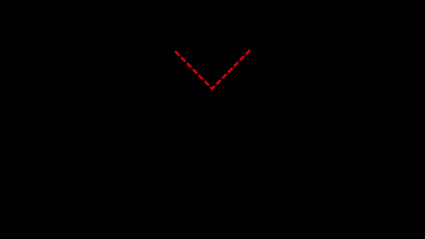 Down arrow icon animation on black background. point moving arrow motion animation