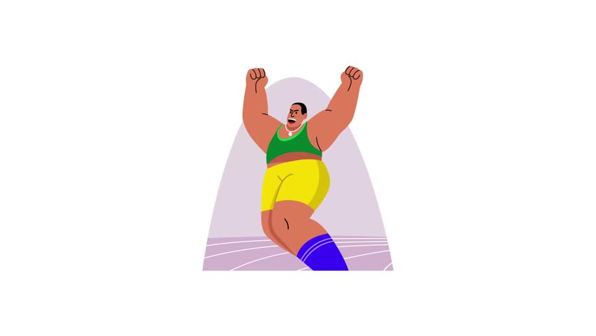 A flat style animated illustration of a strong sportsman