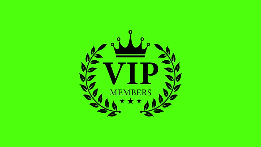 VIP Members Crown Laurel Black Icon on Green Screen Background video