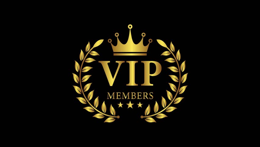 Gold VIP Members Crown Laurel Icon on Black Background video